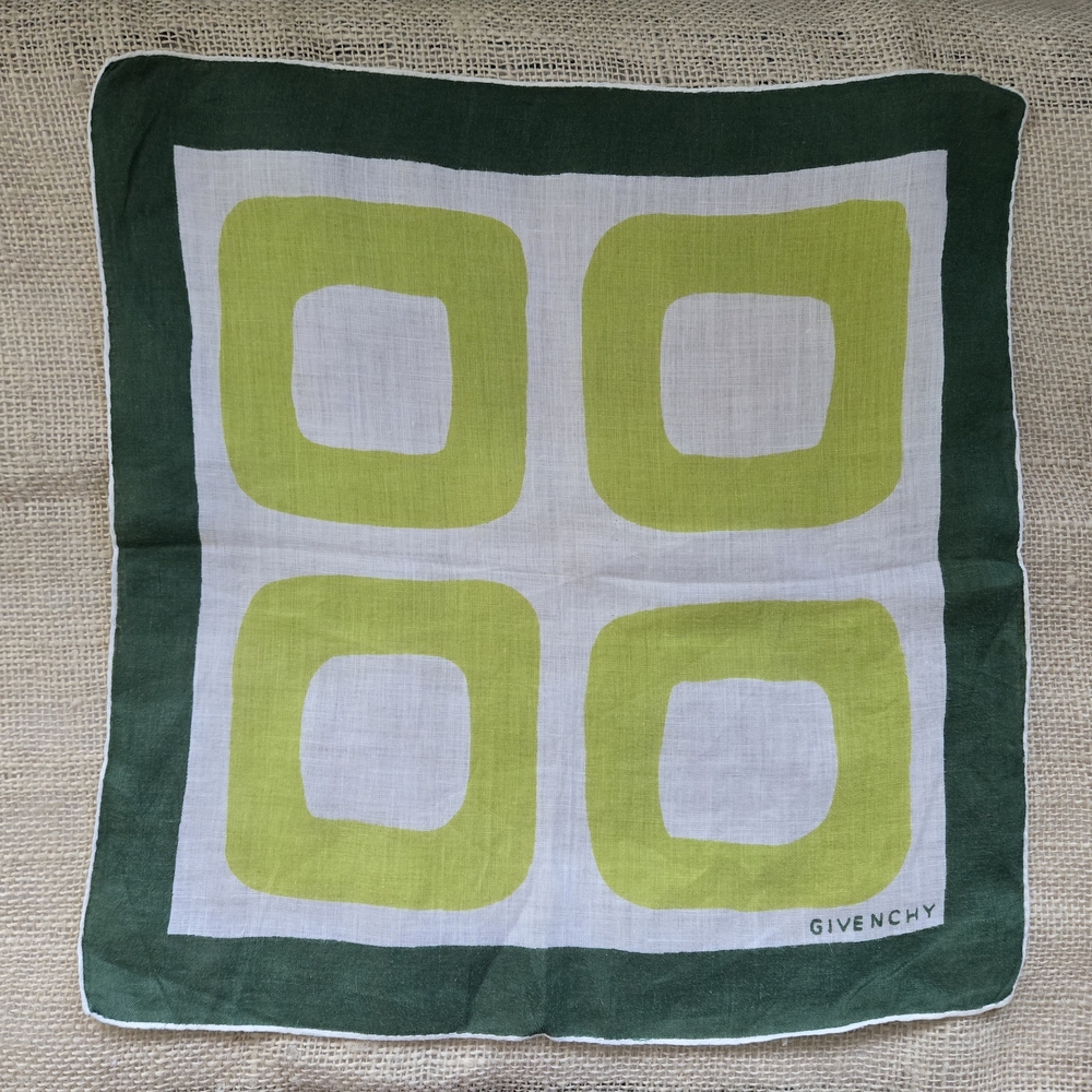 Givenchy Green and White Square Scarf